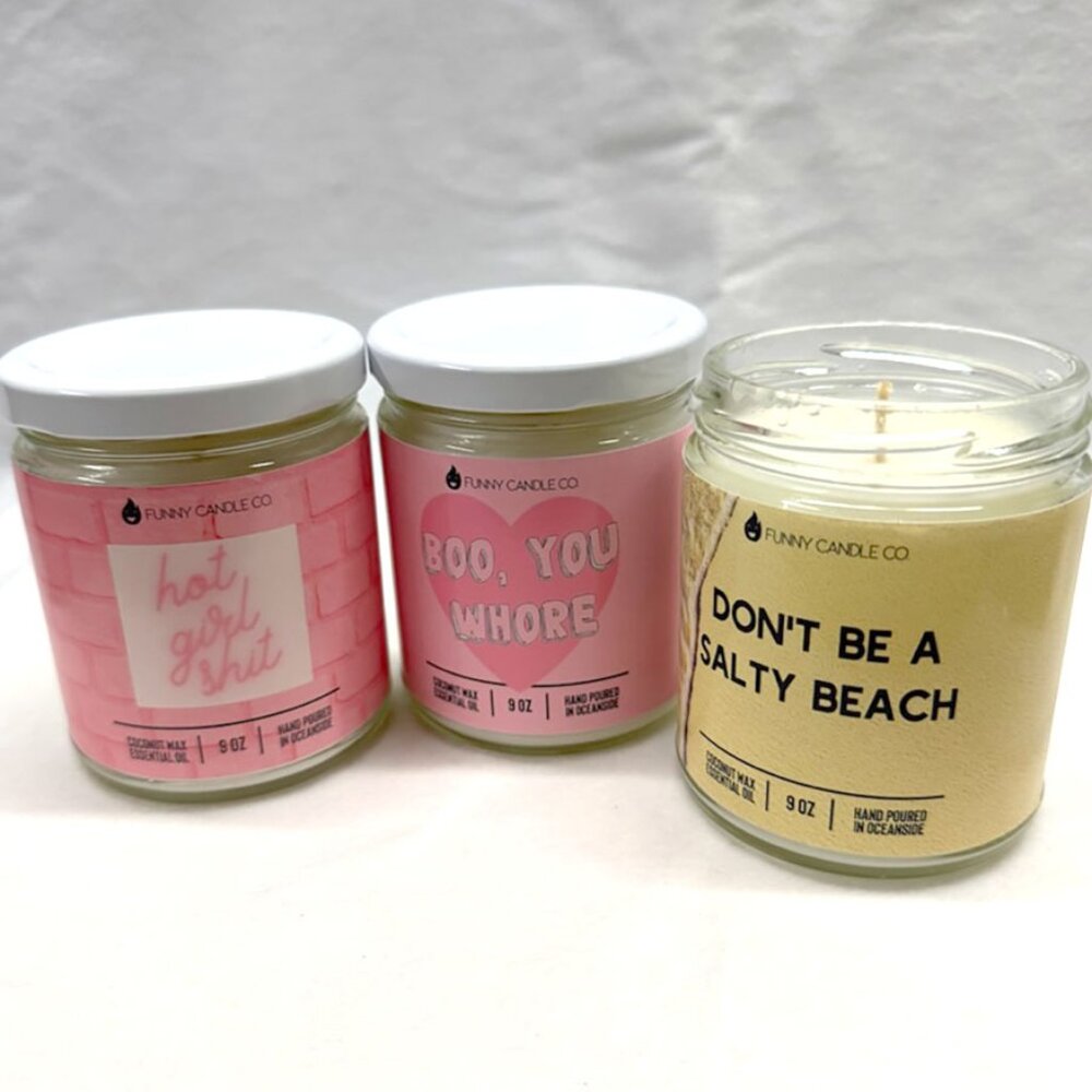 ⭐️NEW⭐️Set of 3 / Funny Candle Co. Coconut Wax 9oz Candles